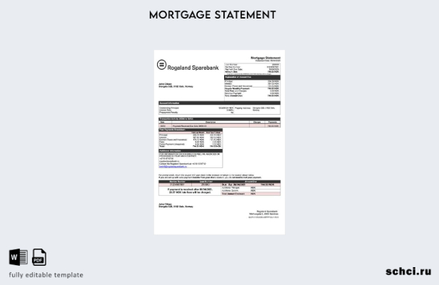 цифровая загрузка Норвегия Rogaland Sparebank Выписка по ипотечному кредиту Шабл